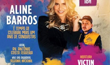 CONTAGEM 112 ANOS. Cidade vai comemorar aniversário com noite de louvor em show de Aline Barros, na região do Nacional.